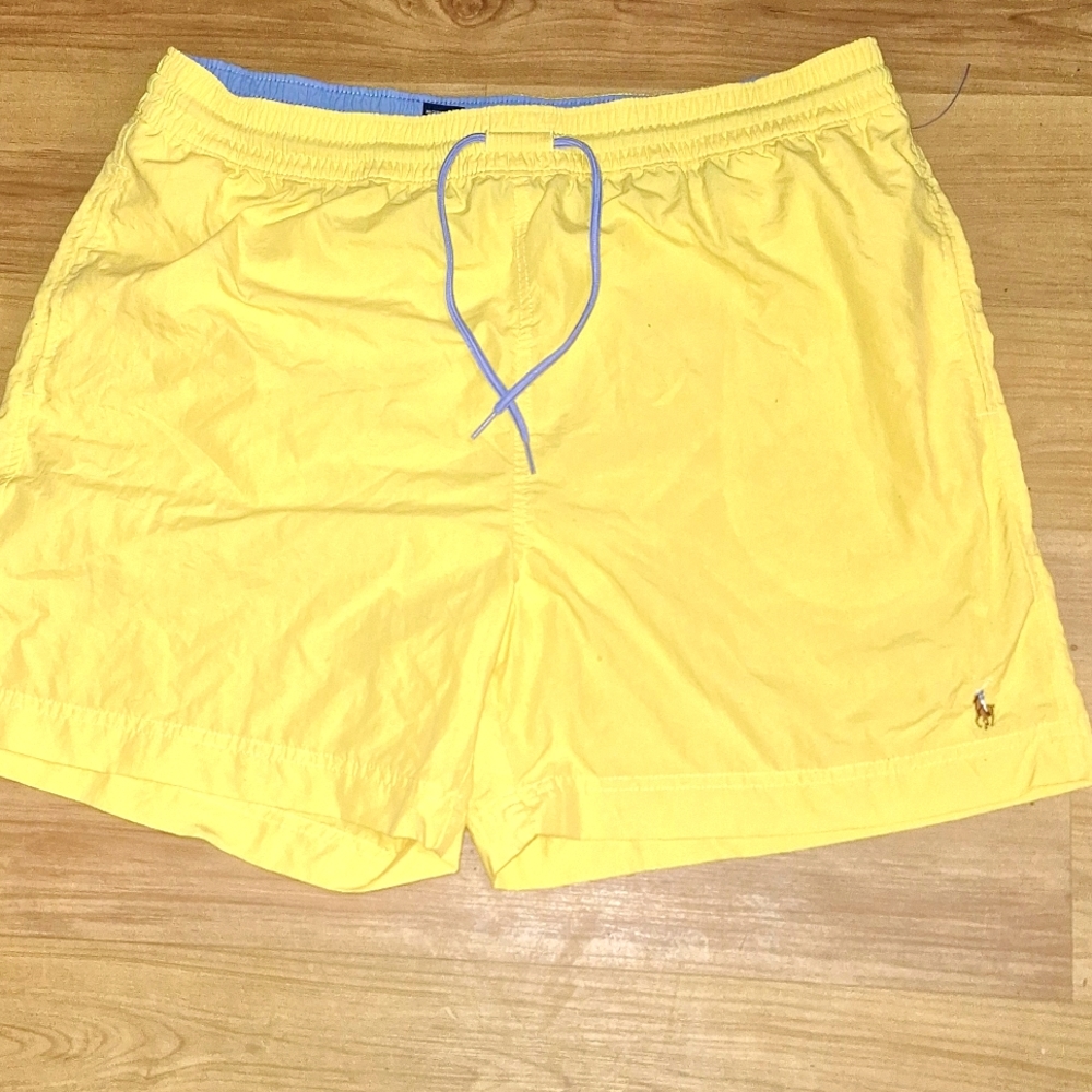 Vintage Style Polo Ralph Lauren Preppy Chubby Yellow SUMMER Swim Trunks Men L